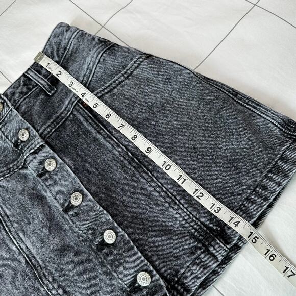 Abercrombie & Fitch Skirt Womens 26 Black Acid Wash Natural Rise Button Mini - Picture 8 of 8